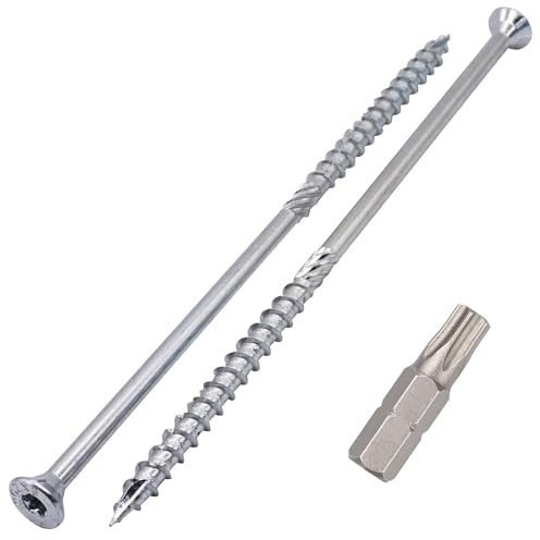 SKIR'CO (4 Pièces) Vis à Bois en Acier Zingué 8,0 x 200 mm, Tête Fraisée Torx, Type 17, pour Aggloméré