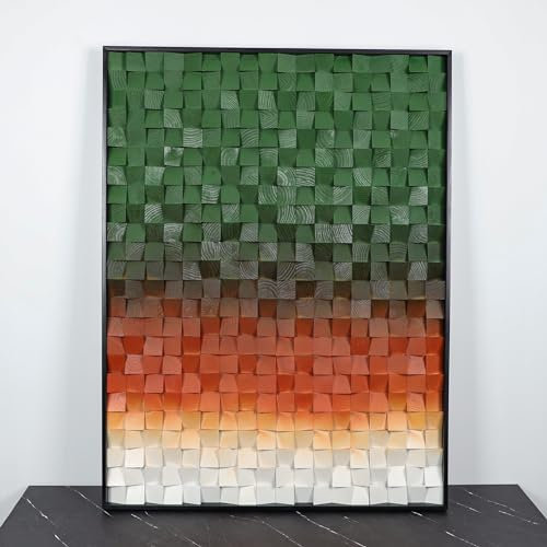 Miscasa Wood art wall decor for modern rustic home decor, large wall art for acoustic diffuse, acoustic diffuser wood, panel wall acoustic sound art(Green Ombre