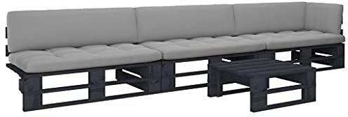 BUKSCYJS BalkonmöBel Set,Gartentisch Ausziehbar,Liegestuhl4-Tlg. Paletten-Lounge-Set and Kissen Schwarz Kiefer ImpräGniertgeeignet FüR Garten, Terrasse, Wohnzimmer, BüRo, Outdoor