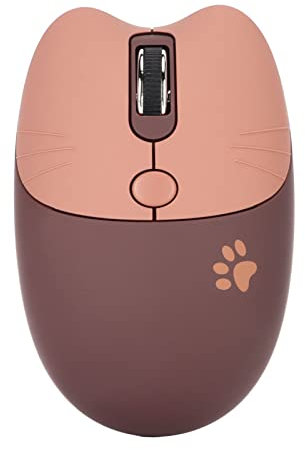 VBESTLIFE Kabellose Optische Maus, 2,4 G, Süße Katze, Leise, 3 Stufen DPI, Geräuschlos, Kaffee, für Laptop, Computer, Desktop-PC