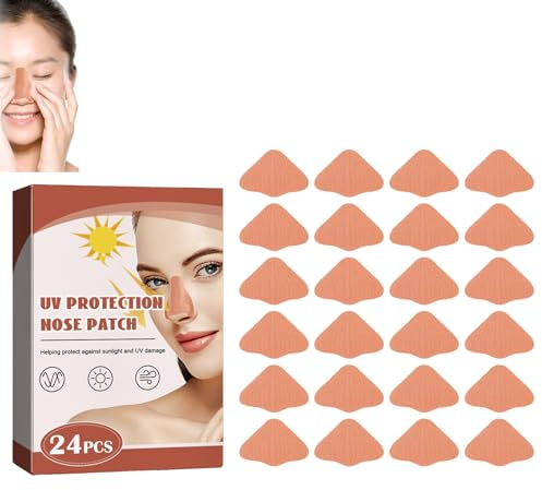 KOAHDE Autocollant Protège-nez Solaire,Autocollants de Protection Solaire Nez,Patchs Protection Solaire Nez,Patchs de Protection Solaire pour Visage Nez,Patch Nasal Protection Solaire,24PCS