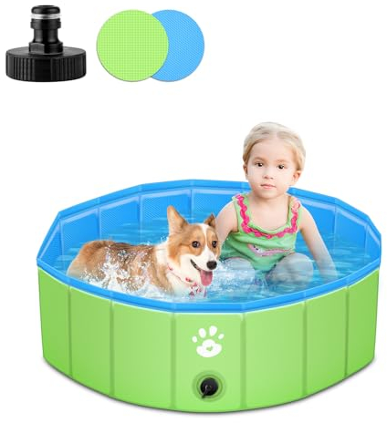 YIKANWEN Piscine pour Chien Pliable,Piscine Chien Pliable m 80x30cm,Piscine pour Petit Chien en PVC Stable et Antidérapant,Pataugeoire Chien Portable pour Animaux de Compagnie,Enfants,Verte