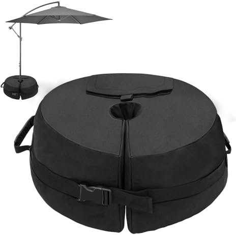 PATIO PLUS Base de sombrilla de jardín con peso de hasta 55 kg, resistente 900D, para patio, voladizo o mástil de bandera con gran apertura, resistente al desgaste, arena no incluida