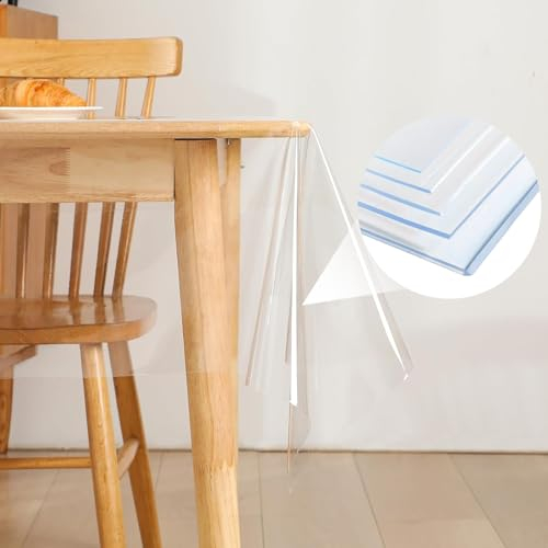 HDKAJL Hule Mantel Impermeable Transparente PVC de 2 Mm Mante Impermeable Lavable Anti-Manchas Lámin Protector de Mantel Transparente Impermeable de Plástico para Mesa de Comedor (180 * 140)