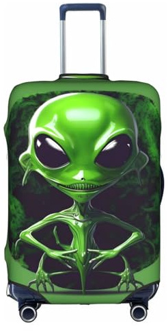 HJLUUFT Grüne Alien-Gepäckabdeckung – Schützen und personalisieren Sie Ihren Koffer mit TSA-zugelassener Abdeckung, Kofferabdeckungen für Gepäck, Weiss/opulenter Garten, X-Large