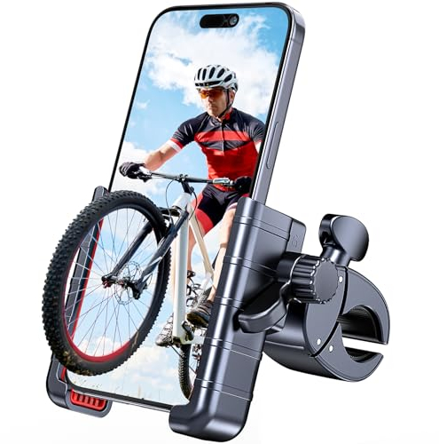 Giftorld Bike Phone Mount Holder-[1s Lock ] [Camera Friendly] Motorcycle Phone Holder Handlebar Clamp for Stroller,Scooter,Bicycle,360°Rotate Phone Mount Compatible for 4.5-7 Inches Smartphone