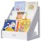 FUNLIO Montessori Bücherregal für Kleinkinder 1-5 Jahre, frontales Kinderbuchregal mit Griff und Kipp-Schutz, hochwertiges Kiefernbücherregal, Kinderbuchregal für Krippe/Klasse - Grau & Weiß