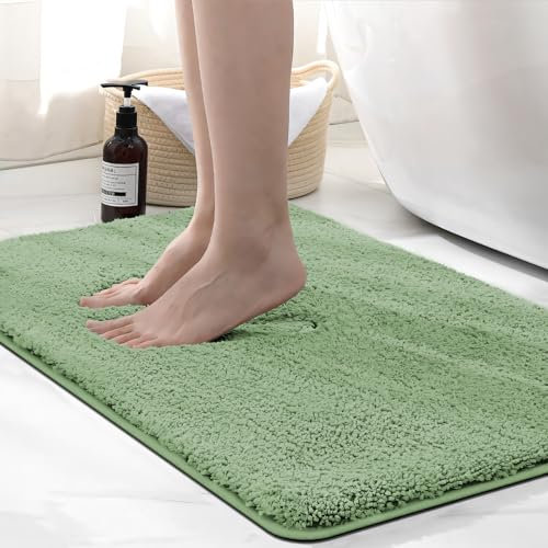 wyewye Tapis de bain en microfibre, super épais, super absorbant, 50 x 80 cm, vert clair
