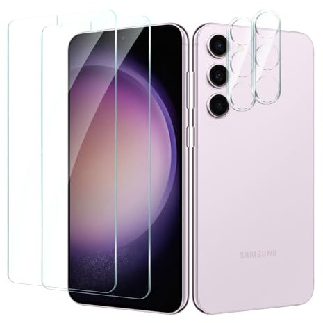 CYYAGE 2 Piezas Cristal Templado Protector Pantalla para Samsung Galaxy S23+/S23 Plus con 2 Piezas Protector Lente Cámara, Vidrio Templado Pelicula Dureza 9H, HD Transparente, Antiarañazos