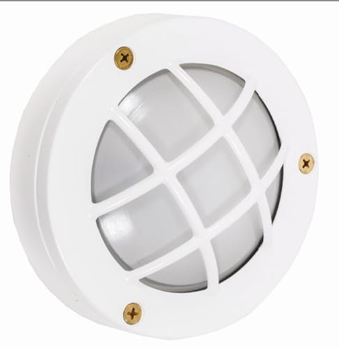 Licht-Erlebnisse Wandlampe außen Messing GX53 IP64 rund D: 14 cm Weiß Maritim Außenleuchte Wand Terrassenbeleuchtung Balkonlampe Schiffslampe