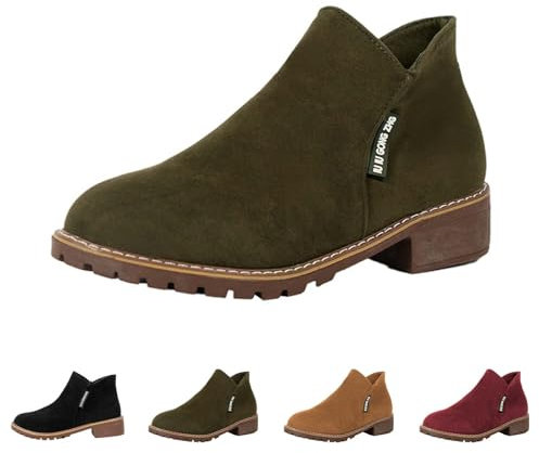Generico Tronchetti Donna Invernali Eleganti, Stivali Invernali Donna Casual Tacco Basso, Scarponcini Morbidi Boots Comoda Neri Stivali Donna Bassi, Stivali Texani Donna