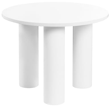 Beliani Couchtisch MDF weiß rund 3 Beine Retro Stil Wohnzimmer Senoia