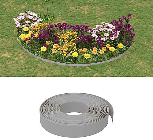 ShGaxin Rasenkanten 2 STK. Grau 10 m 10 cm Polyethylen, Beetumrandung, Rasen Rakel, Rasenabgrenzung, Lawn Egde, Rasenkantenband
