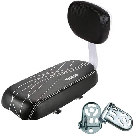 alouweekuky Fahrradrücksitz - Polstersattel mit Rückenlehne kindersitz gepäckträger Hinteres Sitzkissen Fußstütze Sicherheits Fahrrad Rücksitz Zub (Set-2)