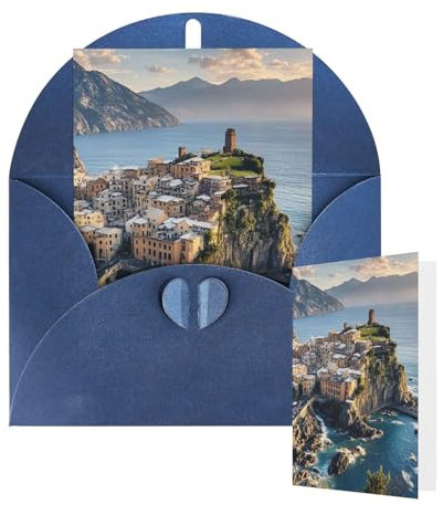 QVUEagriSJ Grußkarten, blanko, mit Umschlägen, 20,3 x 15,2 cm, faltbar, Thinking of You, schöne Italien-Grußkarte, blanko, Grußkarten, Einladungskarte für den Urlaub