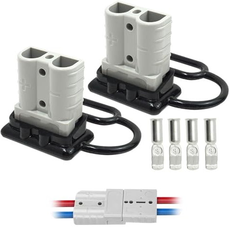 2 Piezas Conectores para Batería 50A 600V, Gris Conectores Electricos Rápidos, Conector de Enchufe para Coche, para Coche, Caravana y Grandes Equipos Eléctricos