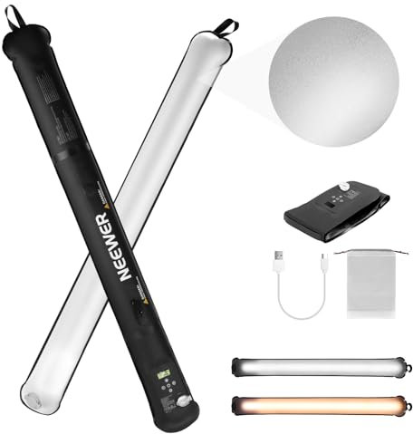NEEWER 21W Handheld LED Fill Light 35.5/90cm, Bi Color Portable Inflatable TPU Video Lighting, 2700-6500K 1300Lx/0.5m 12 Effekte CRI95 2500mAh Batterie, für Studio Fotografie Video Aufnahme, GC21B