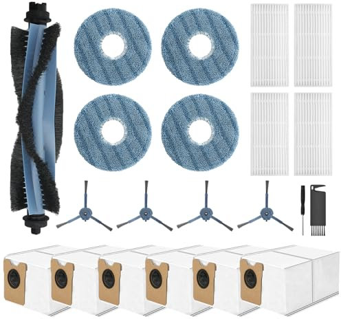 VIEWALL C20 Zubehör für Eufy Omni C20 Staubsauger,1 Hauptbürste, 4 Wischtücher,4 Seitenbürsten,4 HEPA-Filter,6 Staubbeutel,1 Reinigungswerkzeug,1 Schraubendreher