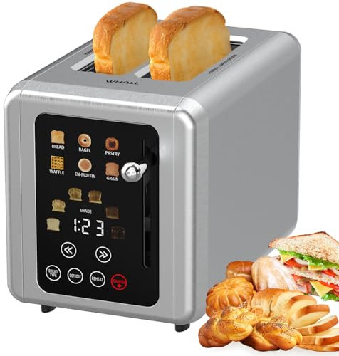 6 in 1 toaste wide slot, Touchscreen Smart Toaster with 6 Bread Types & 6 Shade Settings, Defrosting Function, Stainless Steel Digital bread toaster for Home Kitchen