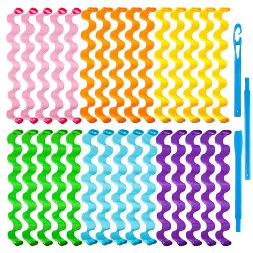 36 Stück Lockenwickler für Lang Haar, Hair Curlers Spiral Curls Wave Locken Styling Hair Rollers Kit, Keine Hitze Haar Lockenwickler und Stylinghaken for All Hair Lengths