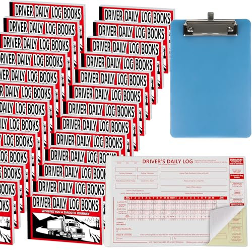 Fahrtenbuch für Fahrer, 21,6 x 14 cm, mit 7 und 8 Tage Zusammenfassung, 2-lagig, selbstdurchschreibend, mit detailliertem Fahrer-Fahrzeug-Inspektionsbericht und vereinfachter Zusammenfassung für