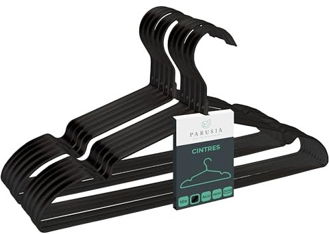 Parusia Gruccia appendiabiti in metallo nero, 42 cm di larghezza, 1 cm di spessore, antiruggine, indeformabile, per riporre abiti e organizzare armadi, appendiabiti, Clothes Hanger (10)