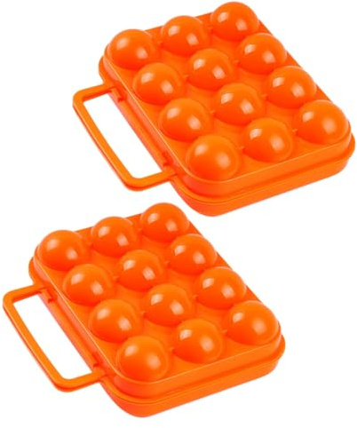 Gadpiparty Portable Plastic Egg Container for 12 Eggs with Shockproof Design Orange for Fridge and Outdoor Use Carry Case Organizer for Camping and Kitchen