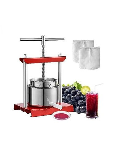 Prensa Manual de frutas de 2L, 3L, 6L, exprimidor Manual de acero inoxidable for el hogar, Extractor de jugo de verduras y sidra for cocina casera Para uso doméstico diario(2XL)