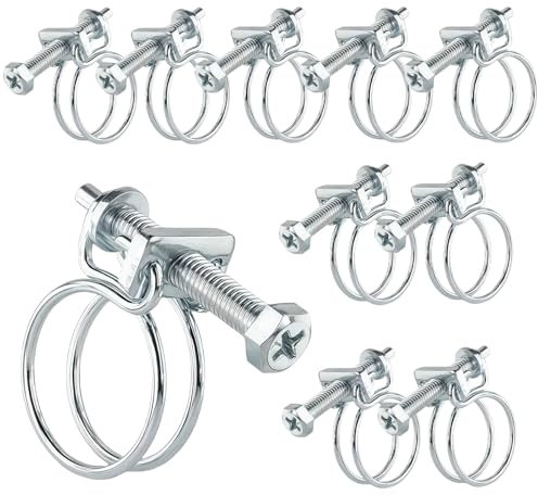 LUMOOM 10 Stück Doppeldraht Schlauchschellen, Edelstahl Schlauchschellen, Einstellbar Drahtschlauchschellen, Schlauchklemmen für Familie Wasser Rohr Automobil Tubing (36-40mm)