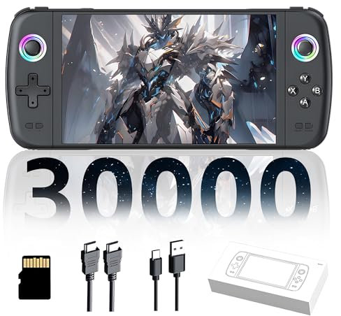 M27 Console Portatile Console di gioco portatile 31000+ Giochi,30+ Emulatori,Sistema EmuELEC,1024*600P Schermo IPS da 7 pollici console di videogiochi retrò,30+ Lingua,3000mAh,Plug and Play (128G)