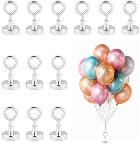 12 Pcs Balloon Weights, Sliver Helium Balloon Weight, Reusable Extra Strong Magnetism Balloons Weight, for Christmas, Birthday, Wedding, Party Decorations(Maximum Tensile Strength: 3 Kg)