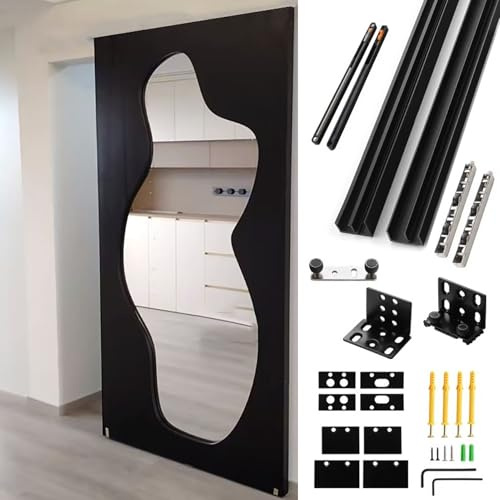 Binario per Porta Scorrevole Accessori per Ante in Legno O a Specchio con Scorrimento Fluido e Chiusura Ammortizzata, Kit Binario Invisibile per Ante Scorrevoli da Armadio(32in(81cm))