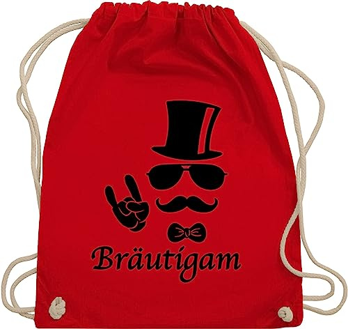 Turnbeutel Rucksack - JGA Junggesellenabschied Männer - Bräutigam Hipster - Unisize - Rot - polter rucksäcke jungesellenabschied groom beutel outfit jungesselnabschied braeutigam sportbeutel