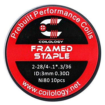 10x COILOLOGY Ni80 - Coils Draht Wicklung Selbstwickler Verdampfer Atomizer RDA, RBA, RTA, RDTA, Nichrome (Framed Staple - 0.30 Ohm)