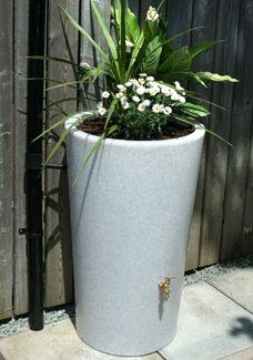 180 Litre Decorative Garden Planter Water Butt Rainwater Collection (White Marble) (Terracotta Effect)