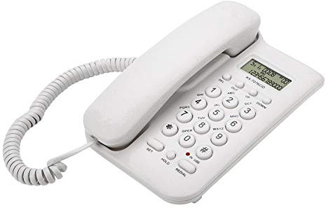 Eboxer Téléphone Fixe Filaire Téléphone Mural DTMF/FSK Affichage ID de l'Appelant pour Maison, Bureau (Blanc)