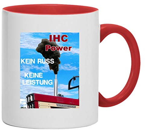Traktor Tasse | IHC Power | Kein Russ - Keine Leistung | weiß/rot