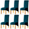 LANSHENG Stretchy XL Stuhlbezüge für Esszimmerstühle, Stretch Spandex mit Gummiband Stuhlbezug,Velvet Large Dining Chair Schonbezüge für Restaurant Hotel Party Bankett (Blaugrün,6er Set (Groß))
