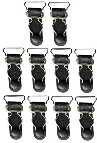 dailymall 10x Gurtband Haken Schnuller Hosenträger Strumpfhalter Heftklammern Clips für Handschuhe Spielzeug 20mm 26mm - Schwarz, 20 mm