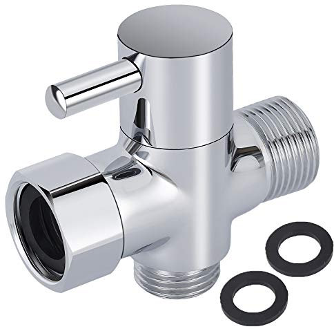 Adaptateur en T en laiton pour bidet, adaptateur de valve en T 7/8 pour pulvérisateur de bidet pour toilettes avec vanne d'arrêt, connecteur à 3 voies, finition chromée, 2 tapis en caoutchouc,