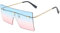 OuShiun Square Oversized Randlose Sonnenbrille Retro Fashion Flat Top Big Shades Für Damen Herren UV Schutz (Blau Rosa)