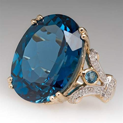 PULABO Bague de fiançailles Diamant Bague de Saphir Bague de Pierres précieuses Vintage Boho, Bleu, Taille 11 Durable et utile Ça Marche