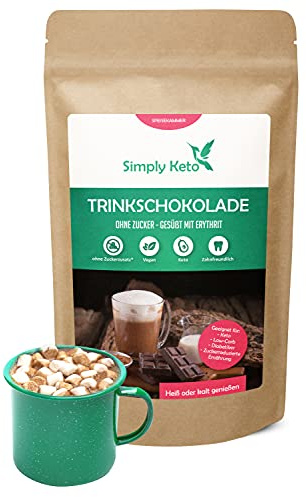 Simply Keto Trinkschokolade ohne Zuckerzusatz (Classic) 180g - Ideal für Iced oder Hot Chocolate - Kakaopulver mit 42% Kakao - Gesüßt mit Erythrit-Stevia - Unter 1g Netto-Kohlenhydrate pro Portion