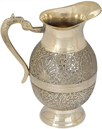 Exotic India Mughal Designer Water Jug - Brass