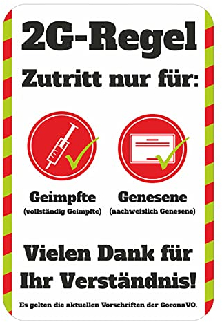 BIKE-label Corona Aufkleber 2G-Regel Zutritt für Genesene Geimpfte 130 x 195 mm 900235