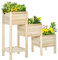 Outsunny Hochbeet 3 Etagen Pflanzkübel Pflanzkasten aus Holz für Garten Balkon Natur 125 x 45 x 108 cm