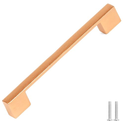 Decoranddecor Dimora D-Shape Cupboard Handles, Rectangular Kitchen Handles for Cupboards, Cabinet Pulls - 224mm, Matt Rose