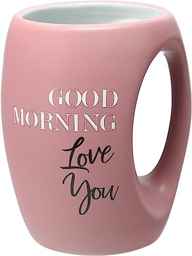 Pavilion – Good Morning Love You große Kaffeetasse, handwärmende Tassen, Love You, Tassen für Mutter, Großmutter, Schwester, Tochter, Freundin, Geschenke für Mutter, 1 Stück, rosa