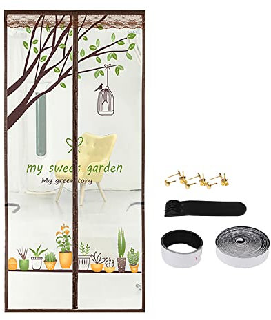 TINAYAUE Zanzariera magnetica per porte resistenti antivento anti zanzare Tenda a maglia fine con forte nastro magico in pizzo decorativo senza punzonatura Magnete silenzioso criptato Tenda per porta
