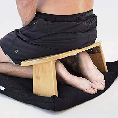 Generic Knienmeditationsbank mit faltbarem Bambus-Meditationsbankbein- Kniestuhl-Yoga-Hocker aus Holz, Perfekter Kniehocker Ergonomisch